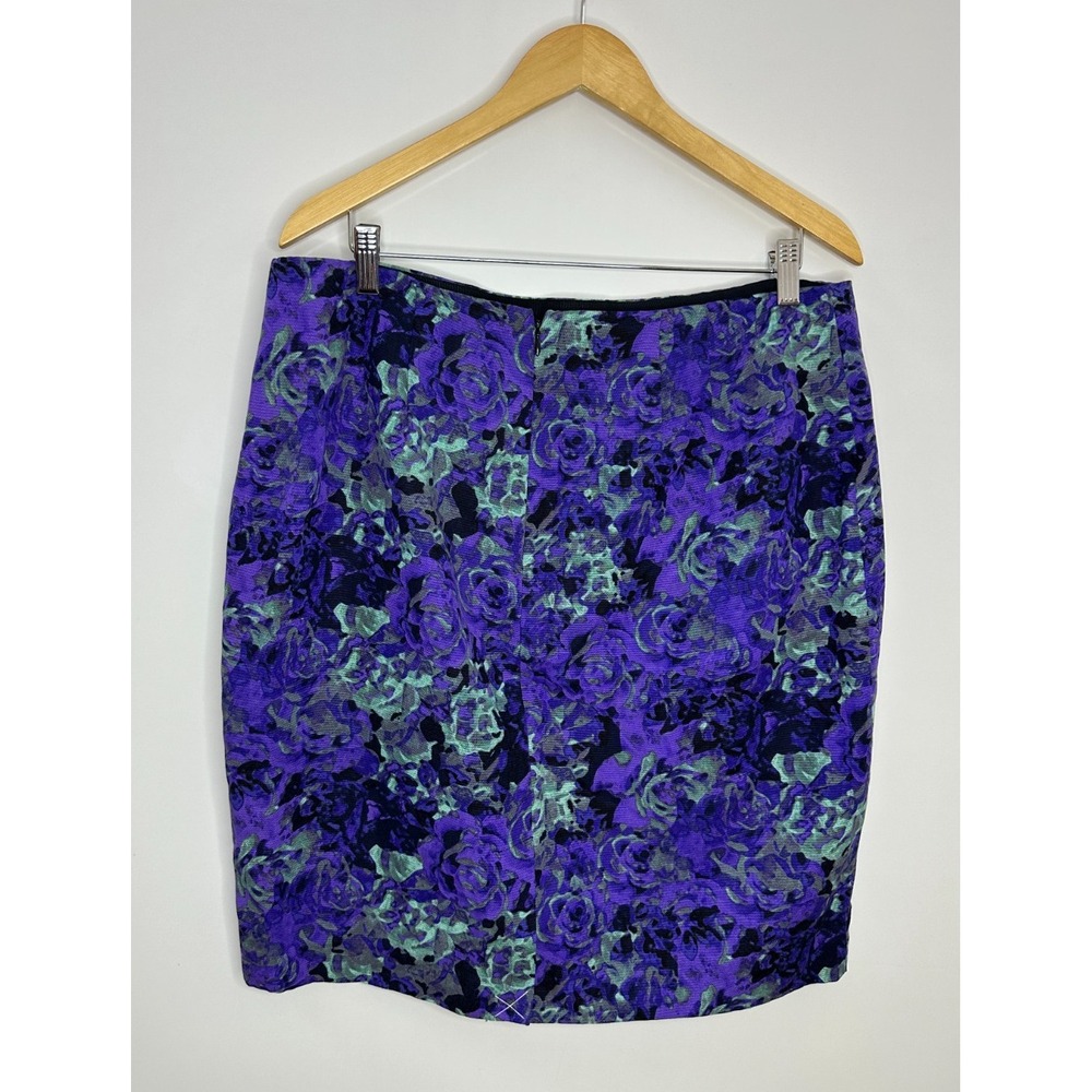 Talbots Petites Women 16P Purple Teal Floral Pencil Skirt Lyocell Cotton CN2806 - Picture 11 of 12